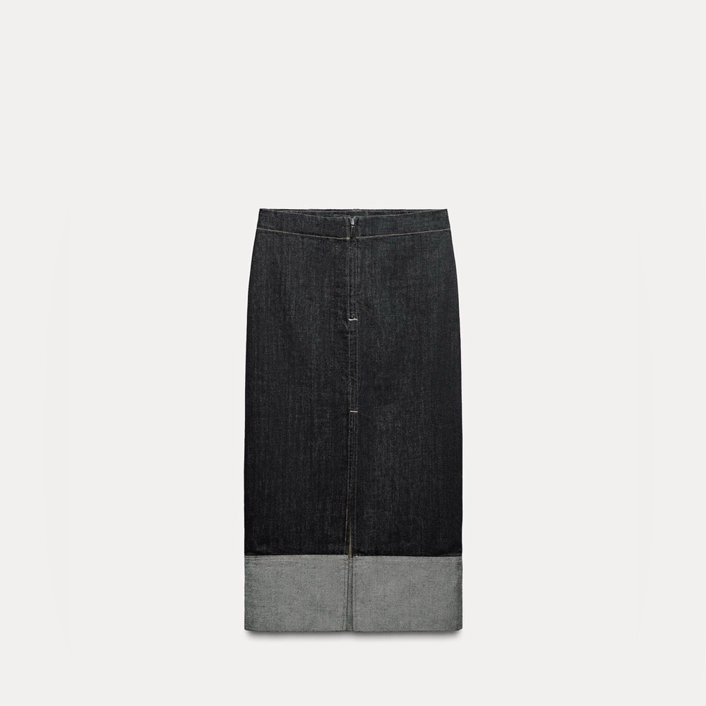 ZARA ZW DENIM SKIRT SLIT ZW COLLECTION SIZE XS GRAY NWT❣️